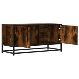 Berkfield Home TV Cabinet Smoked Oak 80x34.5x40 cm Engineered Wood & Metal in Brown - thumbnail 7