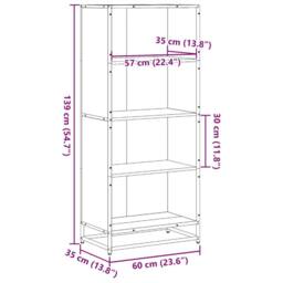 Berkfield Home Bookcase Brown Oak 60x35x139 cm Engineered Wood - Size: 60 x 35 x 139 cm - thumbnail 9