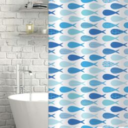 Showerdrape Aquarium White & Blue Shower Curtain - thumbnail 1