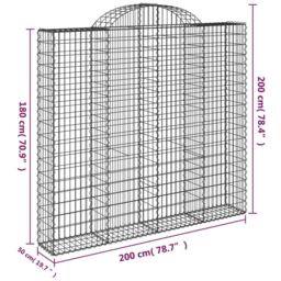 Berkfield Home Arched Gabion Basket 200x50x180/200 cm Galvanised Iron in Silver - thumbnail 5