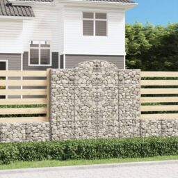 Berkfield Home Arched Gabion Basket 200x50x180/200 cm Galvanised Iron in Silver