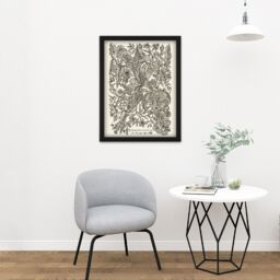 "Artery8 Wall Art Print Alexander Senegat Design For Textiles Etching Large Framed Wall Décor Art in Light Oak - Size: W18"" x H24""" - thumbnail 2