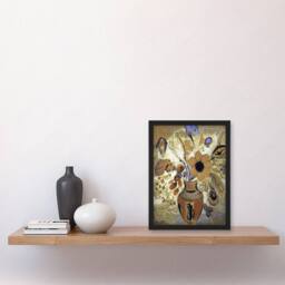 Artery8 Etruscan Vase with Flowers Redon Vintage Framed Wall Art Print in Brown - Size: A4 - thumbnail 4