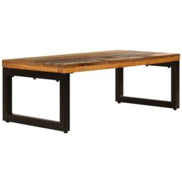 Berkfield Home Coffee Table 100x50x35 cm Solid Reclaimed Wood & Steel in Brown - Size: 100 x 50 x 35 cm - thumbnail 2