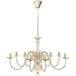 Berkfield Home Antique White Metal Chandelier 8 x E14 Bulbs - thumbnail 2