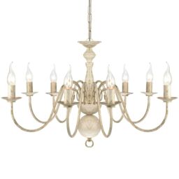 Berkfield Home Antique White Metal Chandelier 8 x E14 Bulbs - thumbnail 3