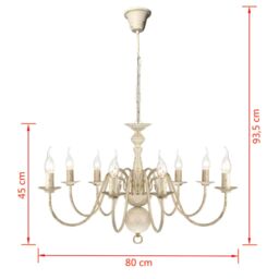 Berkfield Home Antique White Metal Chandelier 8 x E14 Bulbs - thumbnail 6