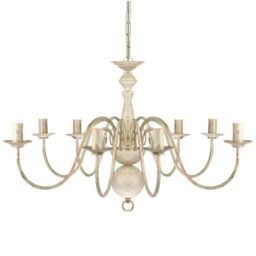 Berkfield Home Antique White Metal Chandelier 8 x E14 Bulbs - thumbnail 4