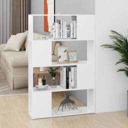 Berkfield Home Book Cabinet Room Divider White 80x24x124.5 cm Engineered Wood - thumbnail 2