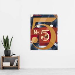"Artery8 I Saw the Figure 5 in Gold Charles Demuth Wall Art Poster Print in Blue - Size: W18"" x H24""" - thumbnail 4