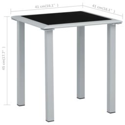 Berkfield Home Garden Table Black & Silver 41x41x45 cm Steel & Glass - Size: 41 x 41 x 45 cm - thumbnail 4
