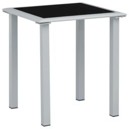 Berkfield Home Garden Table Black & Silver 41x41x45 cm Steel & Glass - Size: 41 x 41 x 45 cm - thumbnail 1