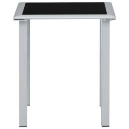 Berkfield Home Garden Table Black & Silver 41x41x45 cm Steel & Glass - Size: 41 x 41 x 45 cm - thumbnail 2