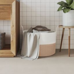Berkfield Home Storage Basket Brown & White √ò51x33 cm Cotton - Size: 51x33 cm - thumbnail 3
