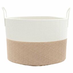Berkfield Home Storage Basket Brown & White √ò51x33 cm Cotton - Size: 51x33 cm - thumbnail 4
