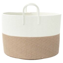 Berkfield Home Storage Basket Brown & White √ò51x33 cm Cotton - Size: 51x33 cm - thumbnail 5