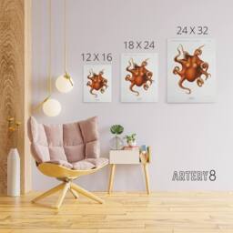 "Artery8 Octopus Vintage Illustration Carl Chun Canvas Wall Art Print in White - Size: W12"" x H16""" - thumbnail 4