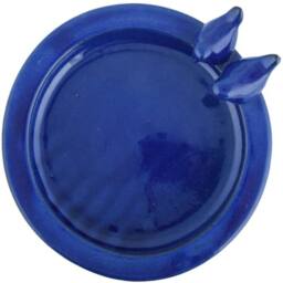 Primrose Glazed Ceramic Pedestal Outdoor Garden Bird Bath in Blue - thumbnail 3
