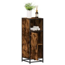 Berkfield Home Bathroom Cabinet Smoked Oak 35x37.5x100 cm Engineered Wood in Brown - thumbnail 1
