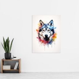 "Artery8 Wall Art Print Husky Lovers Gift Watercolour Pet Portrait Painting Artwork Poster - Size: W18"" x H24""" - thumbnail 4