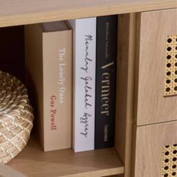 Birlea Croxley 2 Door 3 Drawer Sideboard Oak Rattan Storage Cabinet in Light Oak - thumbnail 6