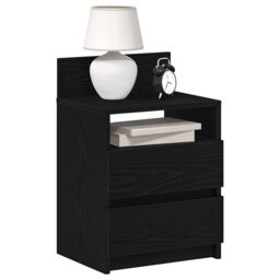 Berkfield Home Bedside Cabinets 2 pcs with 2 Drawers Black 40x33x60 cm - Size: 40 x 33 x 60 cm - thumbnail 1