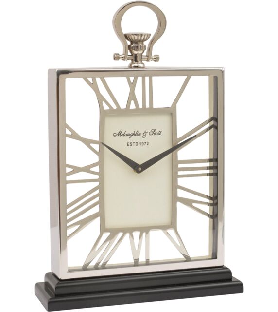 Libra Interiors Silver & Black Skeletal Mantel Clock - image 1