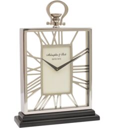 Libra Interiors Silver & Black Skeletal Mantel Clock - thumbnail 1