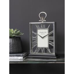 Libra Interiors Silver & Black Skeletal Mantel Clock - thumbnail 3