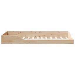 Berkfield Home Floor Bed Frame Brown 100 x 200 cm Solid pine wood in Beige - thumbnail 6