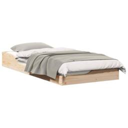 Berkfield Home Floor Bed Frame Brown 100 x 200 cm Solid pine wood in Beige - thumbnail 3