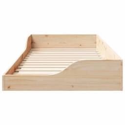 Berkfield Home Floor Bed Frame Brown 100 x 200 cm Solid pine wood in Beige - thumbnail 5