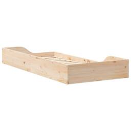 Berkfield Home Floor Bed Frame Brown 100 x 200 cm Solid pine wood in Beige - thumbnail 7