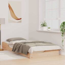 Berkfield Home Floor Bed Frame Brown 100 x 200 cm Solid pine wood in Beige - thumbnail 4