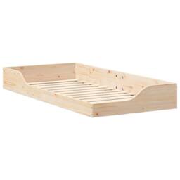 Berkfield Home Floor Bed Frame Brown 100 x 200 cm Solid pine wood in Beige - thumbnail 1