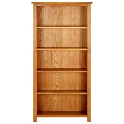 Berkfield Home 5-Tier Bookcase 70x22x140 cm Solid Oak Wood in Brown - Size: 70 x 22 x 140 cm - thumbnail 2