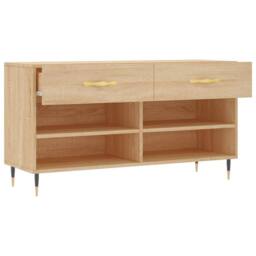 Berkfield Home Shoe Bench Sonoma Oak 102x35x55 cm Engineered Wood in Light Tan - Size: 102 x 35 x 55 cm - thumbnail 5