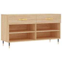 Berkfield Home Shoe Bench Sonoma Oak 102x35x55 cm Engineered Wood in Light Tan - Size: 102 x 35 x 55 cm