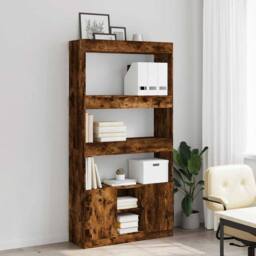 Berkfield Home Highboard¬†Smoked Oak 92x33x180 cm Engineered Wood in Brown - Size: 92 x 33 x 180 cm - thumbnail 3
