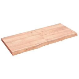 Berkfield Home Wall Shelf Light Brown 140x60x(2-6) cm Treated Solid Wood Oak - thumbnail 1