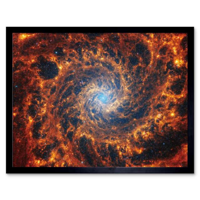 "Artery8 NASA James Webb Telescope Spiral Galaxy NGC 628 Framed Wall Art 12x16 in Black - Size: W12"" x H16""" - image 1
