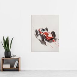 "Artery8 Vintage Automobile Race Car Sport Watercolour Wall Art Print in Red - Size: W24"" x H32""" - thumbnail 4