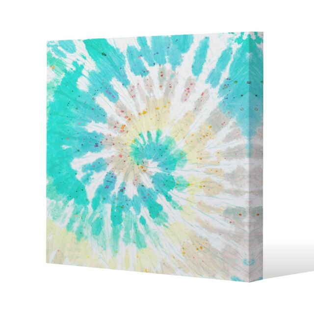 Benjamin Tate Design Tie dye pattern shibori print (Canvas Print) / 114 x 114 x 4cm in Natural - Size: 114 x 114 x 4 cm - image 1