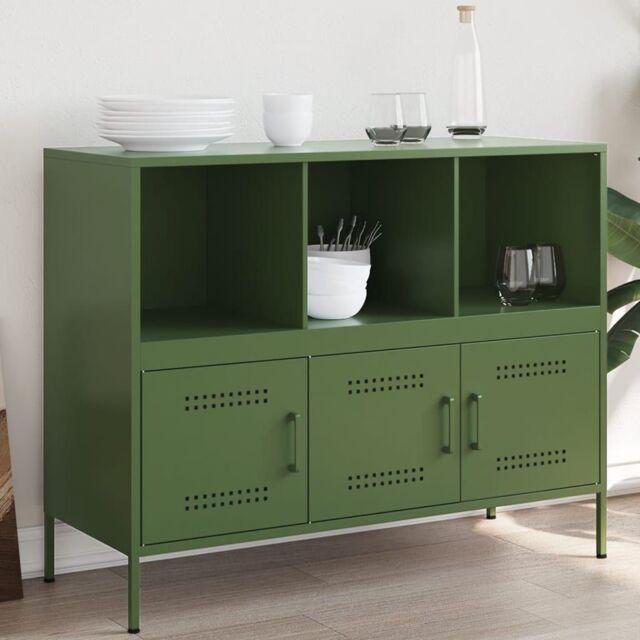 Berkfield Home Sideboard Olive Green 100.5x39x79 cm Steel - image 1