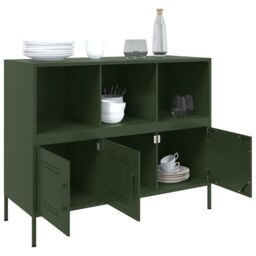 Berkfield Home Sideboard Olive Green 100.5x39x79 cm Steel - thumbnail 5