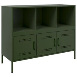 Berkfield Home Sideboard Olive Green 100.5x39x79 cm Steel - thumbnail 2