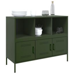 Berkfield Home Sideboard Olive Green 100.5x39x79 cm Steel - thumbnail 4