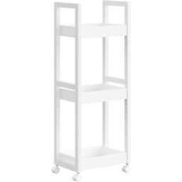 SONGMICS Slim Bathroom Trolley with Wheels & 3 Storage Shelves in White - thumbnail 6