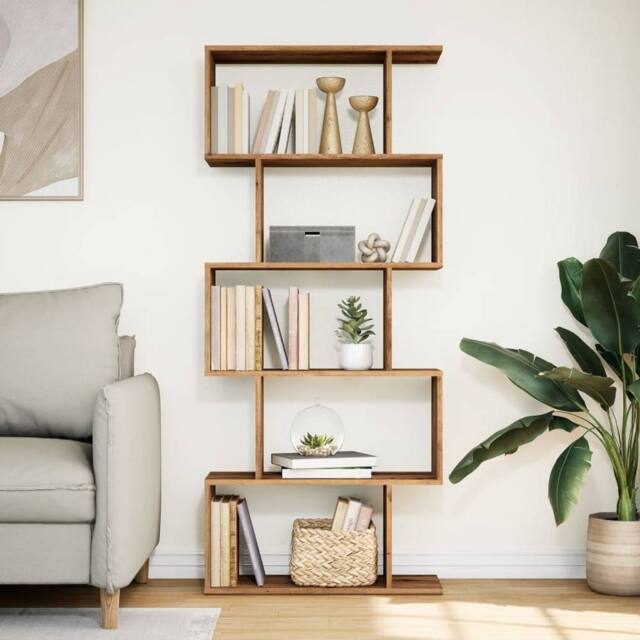 Berkfield Home Room Divider Bookcase 5-Tier Artisan Oak 70x24x161 cm Engineered Wood in Brown - Size: 70 x 24 x 161 cm - image 1
