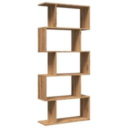 Berkfield Home Room Divider Bookcase 5-Tier Artisan Oak 70x24x161 cm Engineered Wood in Brown - Size: 70 x 24 x 161 cm - thumbnail 7